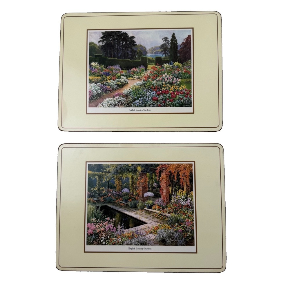 Vintage Set of 2 Pimpernel English Country Gardens Cork Backed Placemats Cottage